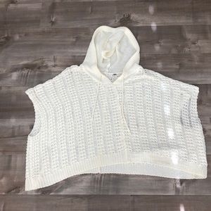 LF knitted poncho sweater with hoodie